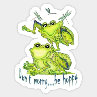 Don't Worry...Be Hoppy, Frog and Dragonfly Fun Sticker